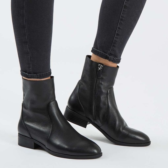 black leather sock ankle boots